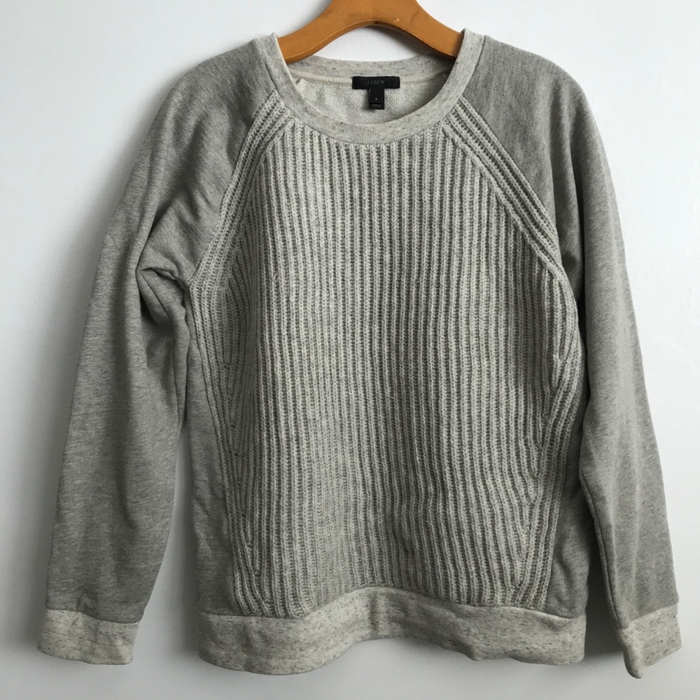 J CREW WOMENS SWEATER GRAY CREW NECK PULLOVER KNIT SMALL